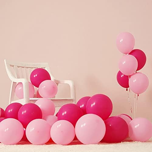Balões de festa rosa 100 pacote de 100 pacote de 12 polegadas rosa quente e clara de látex rosa para garotas