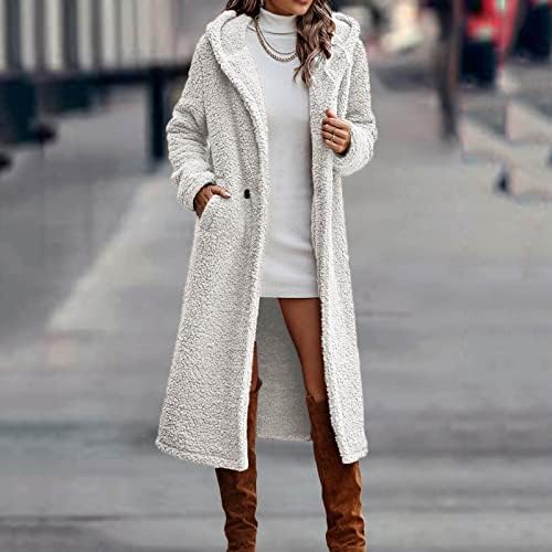 Jackets de lã para mulheres casacos de inverno botão com casacos longos de lapela de lapela