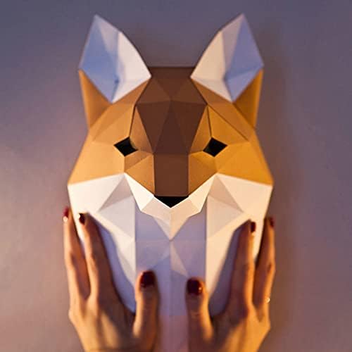 WLL-DP 3D Cabeça Fox Head Animal Origami Kit Diy Modelo de papel artesanato troféu de parede de parede raposa Montagem de parede decoração de papel artesanal brinquedo