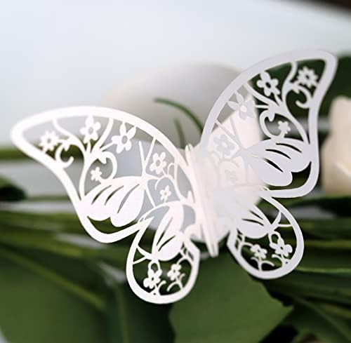 Booluee 100 PCs a laser cortado Butterfly Paper Rings Buckles Bucker Nabines para festa de Natal para festa de casamento