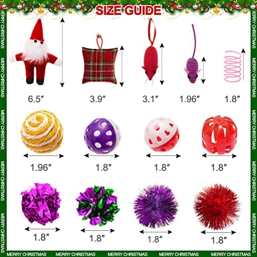 Pawchie Christmas Cat Stocking - Toys 14 PCs Kitten Christmas Staking Cat Toys Interactive Set for