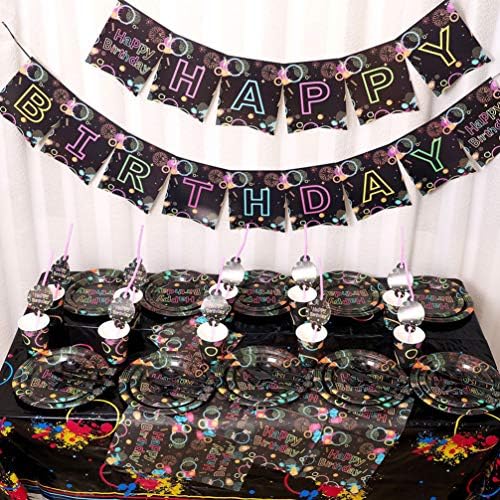 Kesyoo Kids Cutrestres Banner de festas de aniversário e utensílios de mesa definidos Copos de papel descartáveis