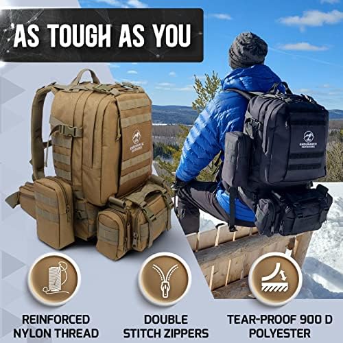 Mochila tática de resistência ao ar livre, Design Molle, bolsa de bugout da EDC para camping, caminhada, caça, estilo do exército