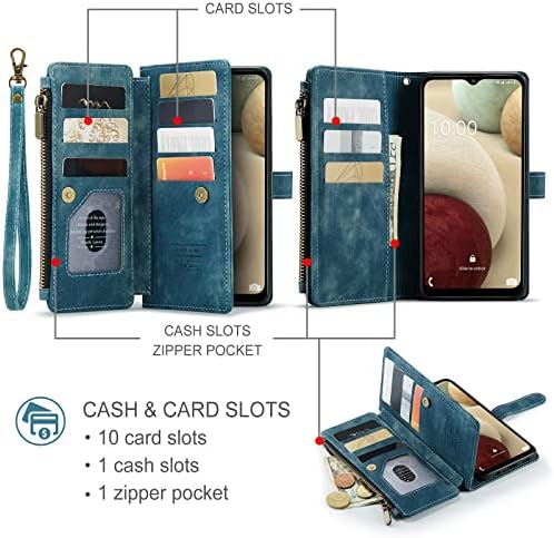Capa de telefone Asuwish para a capa da carteira Samsung Galaxy A12/M12 e acessórios de cartão de crédito de papel