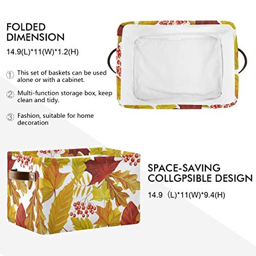 Bin armazenamento retangular folhas de outono tecido de tela com alças - caixa de brinquedos/armazenamento de