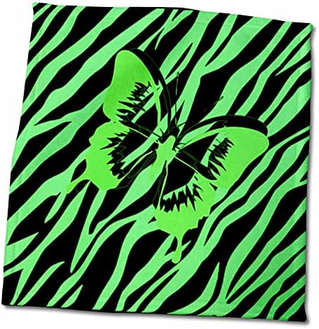 3drose Florene Decor II - Borboleta verde de limão na zebra de limão - toalhas