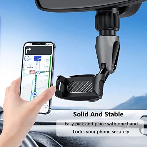 Suporte de telefone espelho retrovisor multifuncional para carro, 2022 Novo 360 ° Rotativo e retrátil suporte