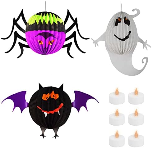 Grande conjunto de lanternas ， Decorações de Halloween para crianças, Bat Spider Ghost Dobing Honeycomb