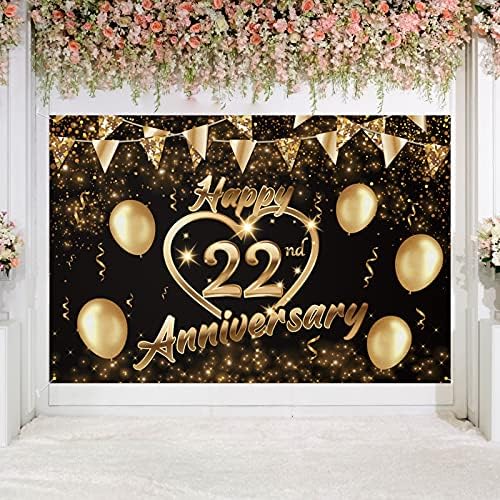 5665 Feliz 26º aniversário do 26º aniversário Decoração de Banner Gold - Glitter Love Heart Feliz 26 anos de aniversário