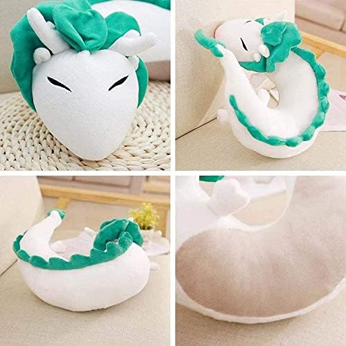 Luckstar Dragon Neck Pillow Anime Cute Fillow em forma de U - macio pequeno dragão branco desenho animado Anime
