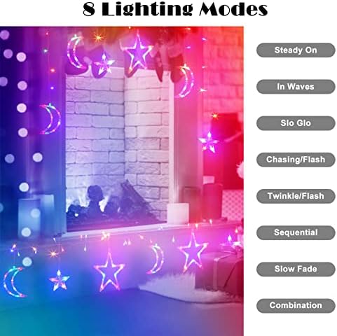 Luzes de cordas da lua de estrela solar Skcoipsra, decorações de Natal ao ar livre 11,5 pés 138 LEDs decoração