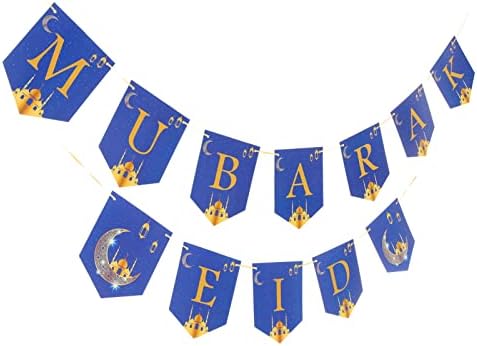 Abaodam 8 PCs Eid Mubarak Eid Mubarak Decoração Eid Mubarak Garland Ramadan Kareem Bunting Banners Islâmico Eid