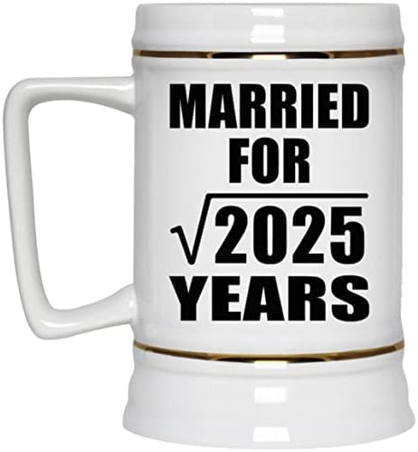 Designsify 45º aniversário casado com raiz quadrada de 2025 anos, caneca de 22 onças de caneca de tanque de cerâmica