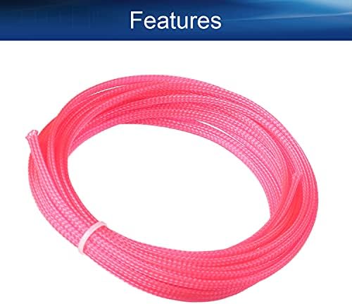 Bettomshin 1pcs 16,4 pés de manga de trança expansível, fio protetor fio flexível de manga rosa para televisão