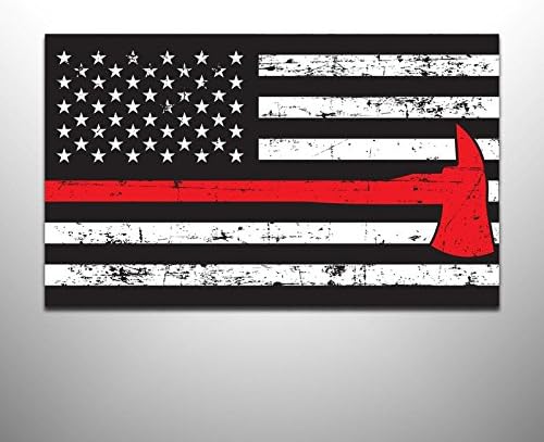 Bandeira angustiada da linha vermelha fina com adesivo de decalque de pacote Ax 2 | 5 polegadas por 3 polegadas
