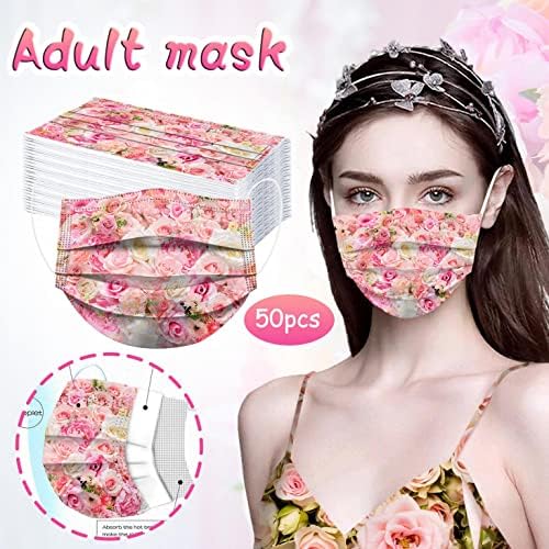 Akimpe Disponível Facado floral_mass, máscara de flores respiráveis ​​com 3 bumadas com fio de nariz, máscara