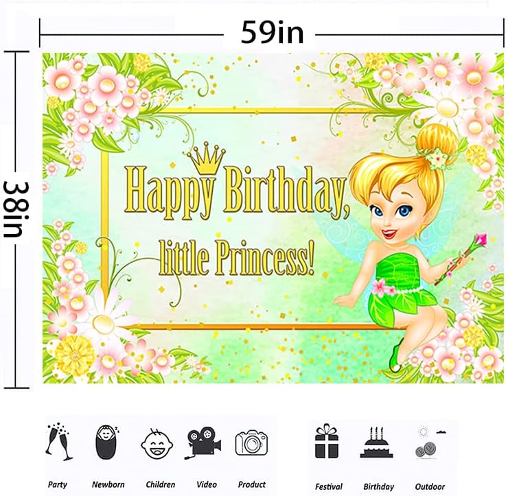 Baby Princess Beddrop para decorações de festa de aniversário Baby Tinkerbell Banner para suprimentos para