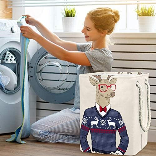 Deer hipster em suéter Jacquard 300d Oxford PVC Roupas à prova d'água cesto de roupa grande para cobertores Toys no quarto