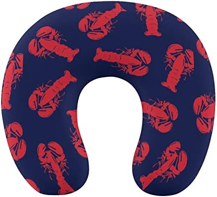 Travesseiro de pescoço de lagosta vermelha travesseiro macio lavável em forma de U para viagens de escritório