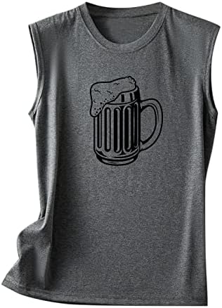 Tampo de tanque de estampa de vidro de cerveja Brkewi para mulheres casuais de verão sem mangas de camiseta gráfica de camiseta redonda do pescoço do pescoço ioga camiseta de ioga