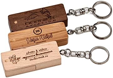 Glips de madeira gravados personalizados 16 GB Pendrive com chaveiro 5pack - Maple