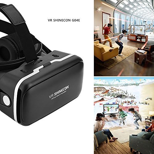 ASHATA VR fone de ouvido compatível com iPhone e para Android, 3D VR Glasses Virtual Reality Headset para jogos