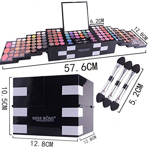 Paleta de sombra, Miss Rose 142 Cores Paleta de Eyeshadow+3 cores Blusher+3 Cores Conjunto de Pó de