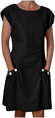 Vestido de camiseta de tamanho grande hthjsco para mulheres bolsos de botão casual Capuz de manga de garave