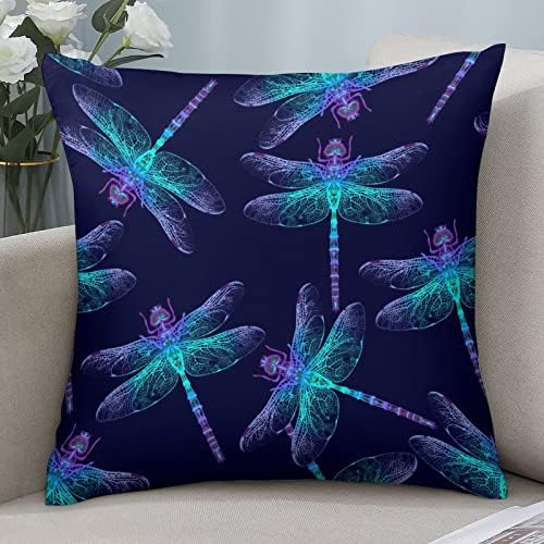 Belas capas de travesseiro de arremesso de libélula com almofadas de travesseiros quadrados com zíper protetor para sala de estar de sofá de cama