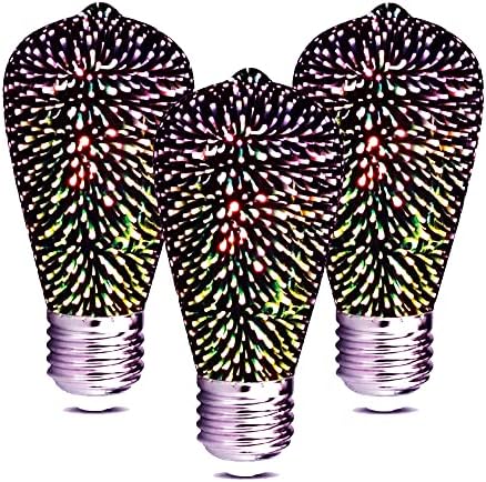 Voosei Infinity 3D Fireworks Efeito lâmpada LED, lâmpada colorida de férias exclusiva, base