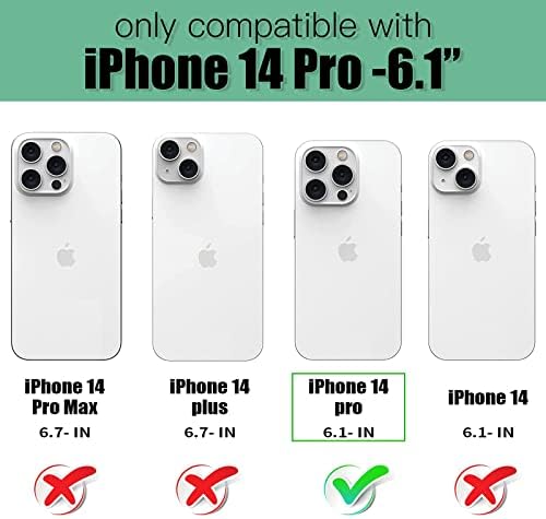 Toovren iPhone 14 Pro Case de carteira iPhone 14 Pro Case com suporte de cartão PU CEARO IPHONE 14