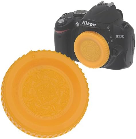 Fotodiox Yellow Designer Body Cap compatível com câmeras Nikon F-Mount e lente traseira de designer