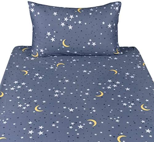 Científicos Sleep Moon & Stars Boys Girls algodão 3 PCs Twin Bed Sheet Conjunto de crianças