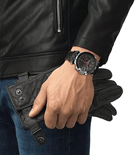 Tissot Mens T-Race 316L Caixa de aço inoxidável com revestimento em PVD preto relógio de cronógrafo automático,