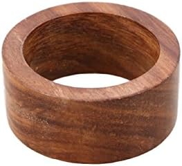 Shalinindia feita de madeira artesanal - conjunto de 4 anéis de guardanapo - artesão criado na Índia