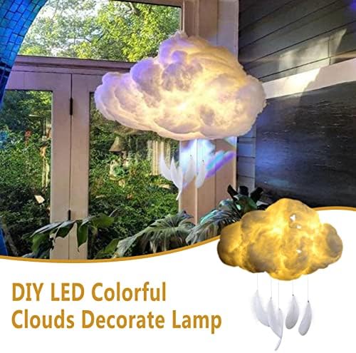 DIY Fluffy Cotton Cloud Cloud Lâmpada Lâmpada Led Night Light For Kids Girls Room, Handmade Flutuating