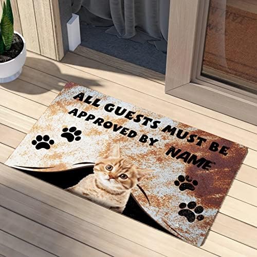 Todos os hóspedes devem ser aprovados por gatos de tapete de cozinha gato pegada pegada de coco tapetes de coco