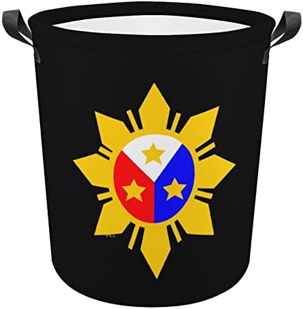 Filipina Flag Star Star dobrável Cesta de lavanderia Saco de armazenamento à prova d'água com alça 16,5
