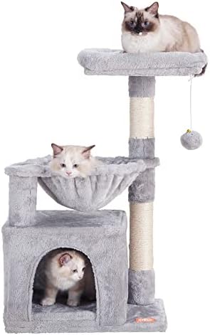 Heybly Cat Tree Cat Tower condomínio com postes de arranhões cobertos de sisal e tapete de resfriamento para gatinho