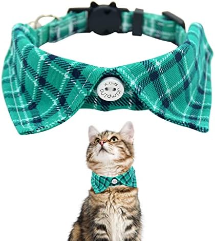 Lapela Cat Collar Breakaway com Bell, colar de turamente xadrez colarinho de gato para gatinhos ajustáveis