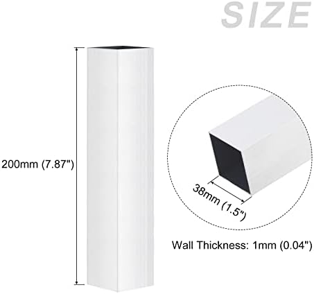 Metallixity Square Aluminium Tube 2pcs, tubulação de alumínio 6063 - para móveis para casa, máquinas