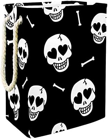 Indicultor Hearts and Skulls Padrão 300D Oxford PVC Roupas impermeáveis ​​cestas de roupas grandes para cobertores