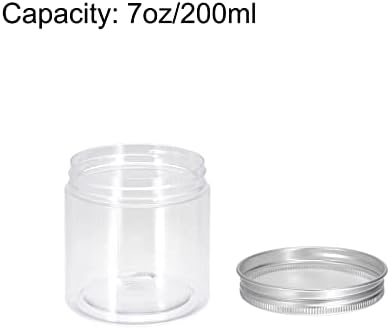 Jarros de plástico transparente de Uxcell com tampa de alumínio em tom prateado, 3pcs 7oz/200ml recipientes