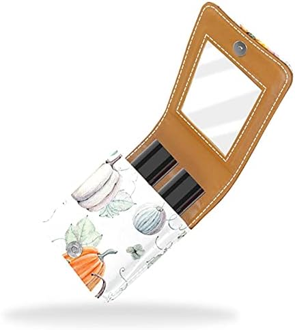 Caixa de batom de maquiagem para o organizador de batom portátil de abóbora de aquarela externa com espelho