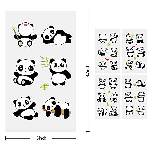 Decorações de aniversário favores de festa panda, 24 folhas de tatuagens temporárias panda,