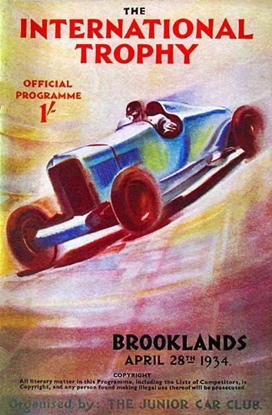 1934 International Trophy Car Race - Brooklands - ímã de capa do programa