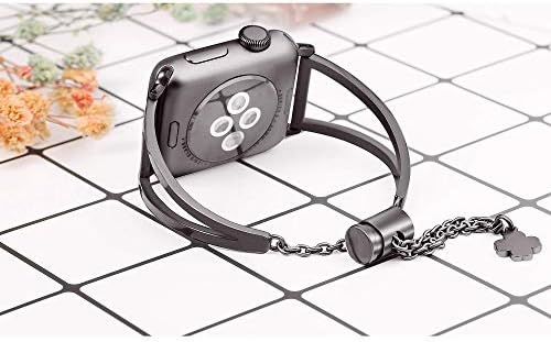 Caixa de bling preto de Secbolt 44mm com protetor de tela e pulseira preta para a Apple Watch 44mm Iwatch S Series 6/5/4