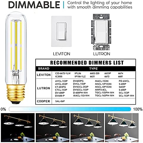 Bulbo T10 LED, lâmpadas tubulares LED de 6W diminuídas, lâmpada incandescente de 60 watts equivalente, 5000k