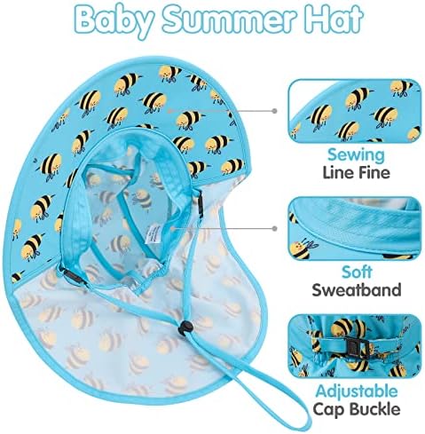 Guangud Bee Kids Sun Hat Hat Protection Summer Summer largo Brim Flap Beach Play Hats for Girls 1-6 anos
