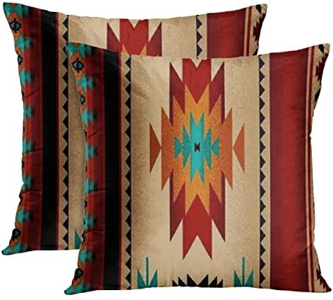 Conjunto de emvências de 2 capas de travesseiro ocidental de 18x18 polegadas decorativas geométricas
